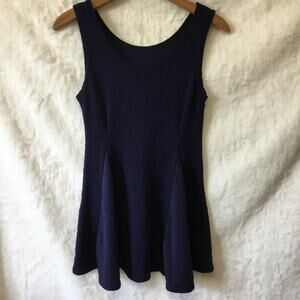 Navy Blue Heart Shape Detail Sleeveless Dress